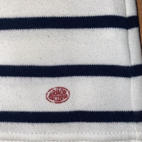 Armor Lux Size 1 Stripe Cotton Knit Crewneck Pullover Sweater Navy Blue White‎ - Picture 10 of 13